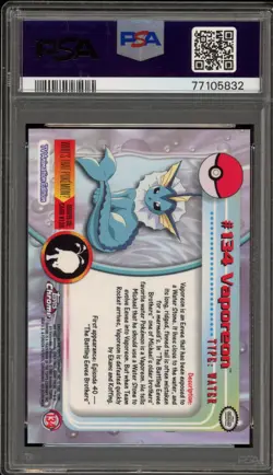 Pokemon Topps Chrome Vaporeon #134 PSA 9 Mint - Image 2