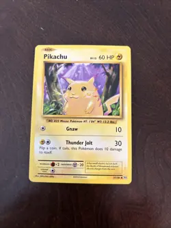 Basic Pokemon Card Pikachu 40HP Thunder Jolt Gnaw Moves - Image 1
