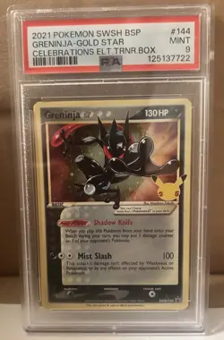 Pokemon TCG SWSH144 Greninja Gold Star Celebrations Card PSA 9 - Image 1