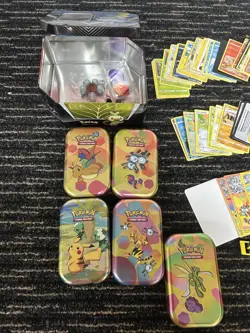 LOT OF POKEMON ITEMS TINS, WATCH, CARDS - Image 5