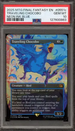Magic The Gathering MTG Traveling Chocobo Neon Ink Blue #0551d PSA 10 Gem Mint - Image 1