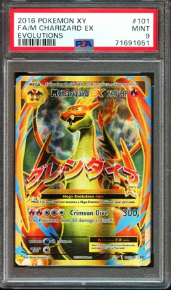 PSA 9 MINT M Charizard EX (Full Art) 101/108 Evolutions Holo Pokemon Card - Image 1