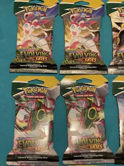 Pokemon TCG Evolving Skies Sleeved Booster Pack Art Bundle Set of 10 sleeved pks - Image 3