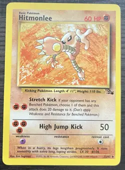 Hitmonlee 22/62 Pokemon TCG WOTC Base Set Fossil Non Holo LP - Image 1