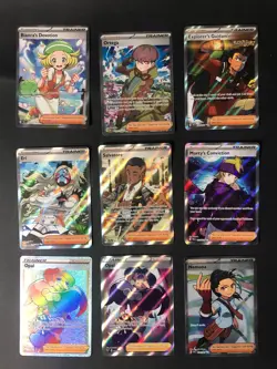 Lot of 9, Pokemon Trainer Cards Full Art Near Mint - Image 1