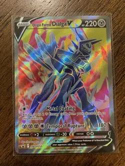 Pokemon Origin Forme Dialga V SWSH255 Full Art Black Star Promo Card Holo - Image 1