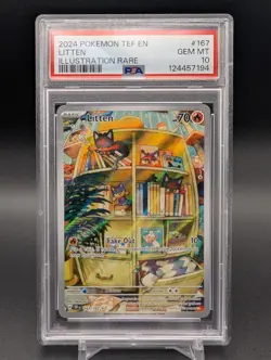 2024 Pokemon Litten Illustration Rare #167 PSA 10 GEM MINT Temporal Forces TEF - Image 1