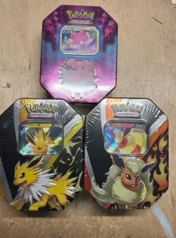 Pokemon TCG Jolteon, Flareon & Blissey - Lot Of 3 New Sealed Collectors Tins - Image 1
