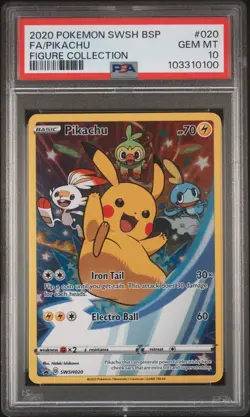 2020 POKEMON SWSH PROMO FIGURE COLLECTION #020 FULL ART/PIKACHU PSA 10 - Image 1