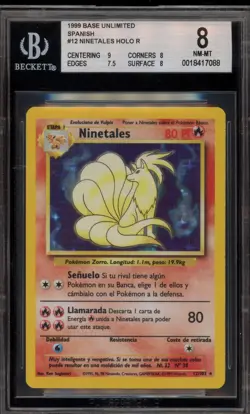 Pokemon Ninetales Base Set Unlimited SPANISH Holo Rare #12 BGS 8 - Image 1