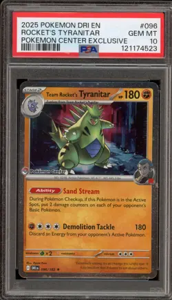 Pokemon Team Rocket's Tyranitar PM Center Exclusive Holo Rare Promo #096 PSA 10 - Image 1