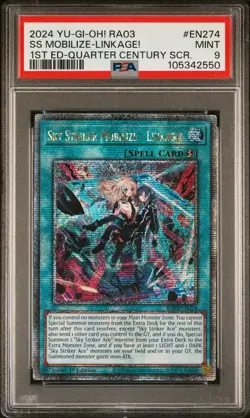 2024 1ST ED-QUARTER CENTURY SECRET RARE SKY STRIKER MOBILIZE - LINKAGE! PSA 9 - Image 1