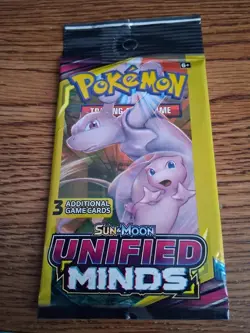 Pokemon 3 Card Booster Pack of Unified Minds Long Tab Booster Factory Sealed - Image 1
