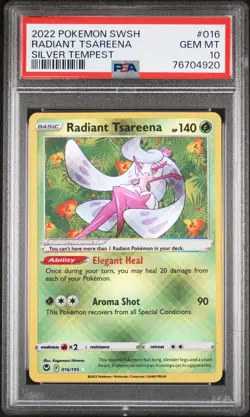 2022 Pokemon Radiant Tsareena #016 Silver Tempest PSA 10 GEM MINT Graded Card - Image 1