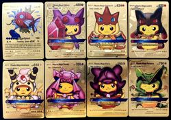 Pikachu Mega Series Tag Team Gold Foil Fan Art Vinyl Textured Pokemon 8 Card - Image 1