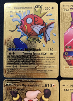 Pikachu Mega Series Tag Team Gold Foil Fan Art Vinyl Textured Pokemon 8 Card - Image 3