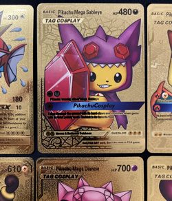 Pikachu Mega Series Tag Team Gold Foil Fan Art Vinyl Textured Pokemon 8 Card - Image 4