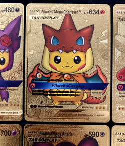 Pikachu Mega Series Tag Team Gold Foil Fan Art Vinyl Textured Pokemon 8 Card - Image 5