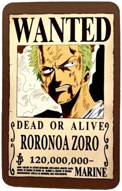 Zoro ONE PIECE Wanted Set ACG Holo Anime Card Dead or Alive - Image 1
