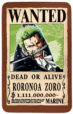Zoro One Piece Wanted Set ACG Holo Anime Card Dead or Alive - Image 1