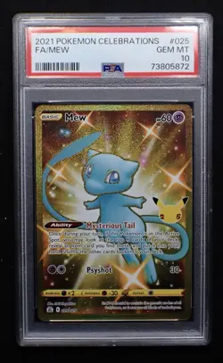 2021 Pokemon Celebrations: # 25 Full Art Mew PSA 10 GEM MINT - Image 1