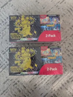 2 Boxes Scarlet and Violet Pokemon Surging Sparks ETB & Booster Bundle 2-Pack - Image 1