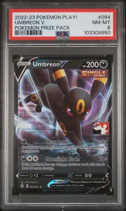 2022-2023 POKEMON PLAY! POKEMON PRIZE PACK #094 UMBREON V PSA 8 - Image 1