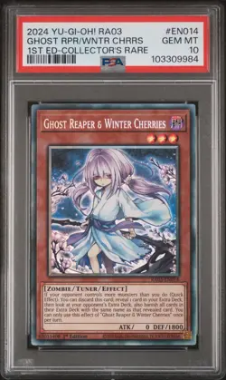 2024 YU-GI-OH! 1ST EDITION-COLLECTORS RARE GHOST REAPER & WINTER CHERRIES PSA 10 - Image 1