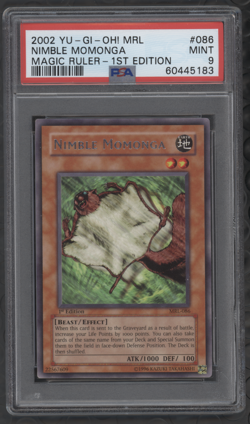 2002 Yu-Gi-Oh Metal Raiders 1st Edition - Nimble Momonga #086 PSA 9 - Image 1