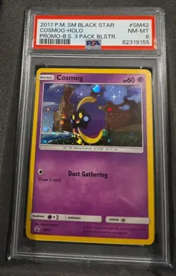 POKEMON CARD COSMOG HOLO 42 BLACK STAR PROMO SM42 #42 GRADED PSA 8 VINTAGE - Image 1