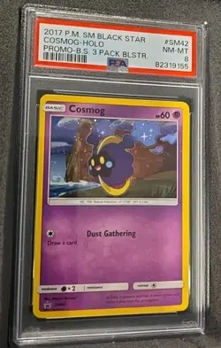POKEMON CARD COSMOG HOLO 42 BLACK STAR PROMO SM42 #42 GRADED PSA 8 VINTAGE - Image 2