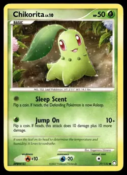 Chikorita 77/123 Pokemon Card Mysterious Treasures Common 50 HP Near Mint R26 - Image 1