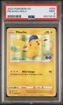 2022 Pokemon GO TCG Pikachu #028 PSA 9 Graded Card - Image 1