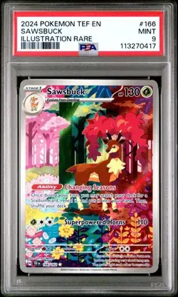 2024 PSA 9 Pokemon Temporal Forces Sawsbuck Illustration Rare 166/162 card Mint - Image 1