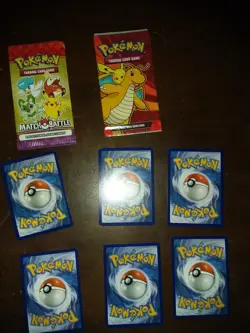 pokemon cards 4 sealed 16 loose cards 1 paper bill multi colored used condition - Image 2