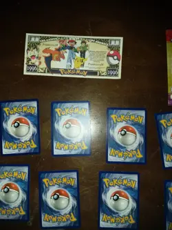 pokemon cards 4 sealed 16 loose cards 1 paper bill multi colored used condition - Image 3