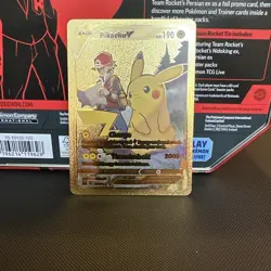 Pokemon Pikachu V 190hp Gold Foil Fan Art Collector Card TCG - Image 1