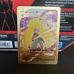 Pokemon Pikachu VMAX 310hp Gold Foil Fan Art Collector Card TCG - Image 1