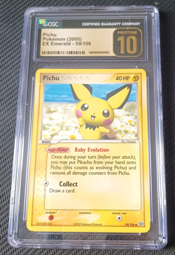 CGC Pichu Pokemon (2005) EX Emerald 59/106 Pristine 10 Collectible Card Slab - Image 3