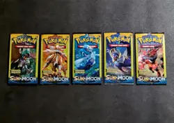 Pokemon SUN MOON BASE Booster Pack Lot! 5 Packs / 3 Cards Each READ DESCRIPTION - Image 1