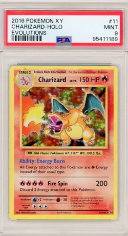 2016 POKEMON XY EVOLUTIONS #11/108 CHARIZARD HOLO RARE PSA 9 - Image 1