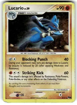 LUCARIO LV.39 2008 POKEMON DIAMOND PEARL POP SERIES 8 RARE HOLO 2/17 HP - Image 1