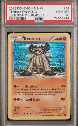 PSA 10 Gem Mint Pokemon Terrakion Black & White Legendary Treasures Holo Rare 84 - Image 1