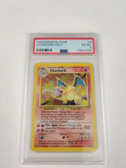 1999 POKEMON BASE SET UNLIMITED #4 CHARIZARD-HOLO PSA 6 - Image 1