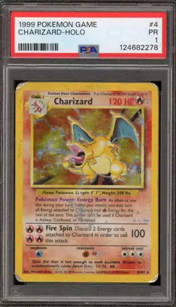 Pokemon Charizard Base Set Unlimited Holo Rare #4 PSA 1 - Image 1