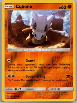 Cubone 105/236 Reverse Holo SM - Unified Minds - Pokemon Card - NM - Image 1