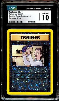 CGC 10 GEM MINT Professor Elm 3 REVERSE HOLO Best of Game Pokemon Card 258 - Image 2