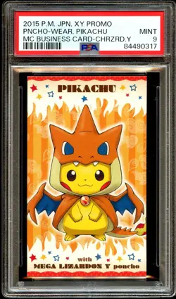 PSA 9 MINT Poncho Wearing Pikachu MEGA Charizard Y BUSINESS Pokemon Card 317 - Image 2