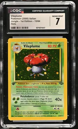 CGC 7 ITALIAN Vileplume 2000 Jungle 1st Edition 15/64 Holo Pokemon Card - Image 1