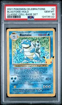 2021 Pokemon Celebrations Blastoise Holo Classic Collection Card #2 PSA 10 - Image 1